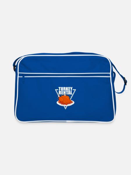 Truthahn Verleih Thanksgiving Erntedankfest - Retro Tasche - Blau/Weiß - Vorne