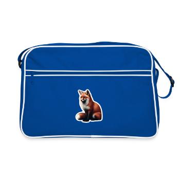 Rotfuchs Illustration Druck - Retro Tasche - Blau/Weiß - Vorne