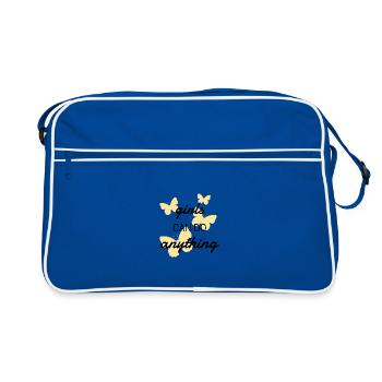 Girls Can Do Anything Butterfly Tee - Retro Tasche - Blau/Weiß - Vorne