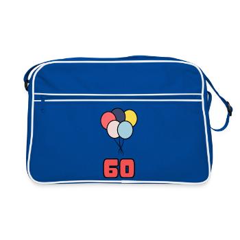 60. 60 YEARS. 60th ANNIVERSARY. 60TH BIRTHDAY. - Retro Bag - blue/white - Front