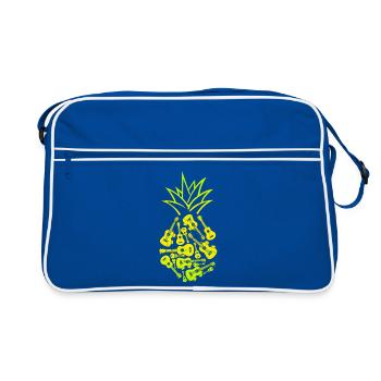 Hawaiian Ukulele Uke Pineapple - Retro Tasche - Blau/Weiß - Vorne