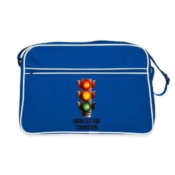 Grün ist für Touristen – Lustige Ampel - Retro Tasche - Blau/Weiß - Vorne