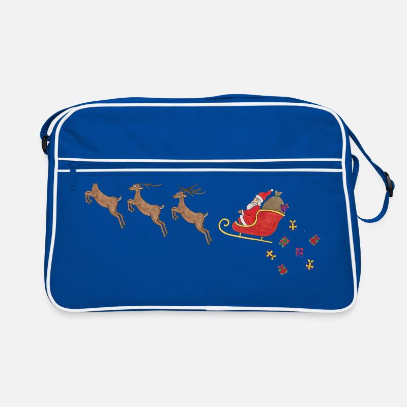 Weihnachtsman Schlitten Rudolph Rentier Geschenke - Retro Tasche - Blau/Weiß