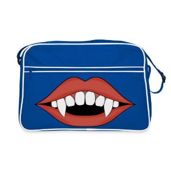 Vampire Fanged Lip Art - Retro Bag - blue/white - Front