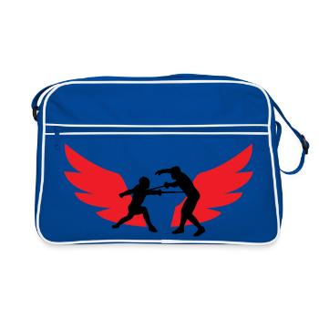 Escrimeur ailé : la vitesse du sabre et du fer - Sac Retro - bleu/blanc - Devant