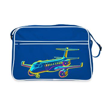 Flugzeug Comic Stil - Retro Tasche - Blau/Weiß - Vorne