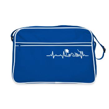 Bermese Herzschlag - Geschenk hund liebe - Retro Tasche - Blau/Weiß - Vorne