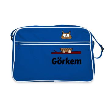 Children School Born Owl Motif Goerkem - Retro Bag - blue/white - Front