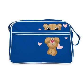 Putziger Comic Teddybär - Retro Tasche - Blau/Weiß - Vorne
