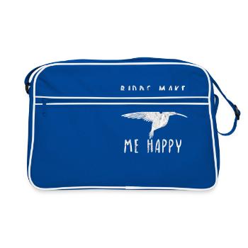 Les oiseaux me font heureuse idée cadeau d'amour des oiseaux - Sac Retro - bleu/blanc - Devant