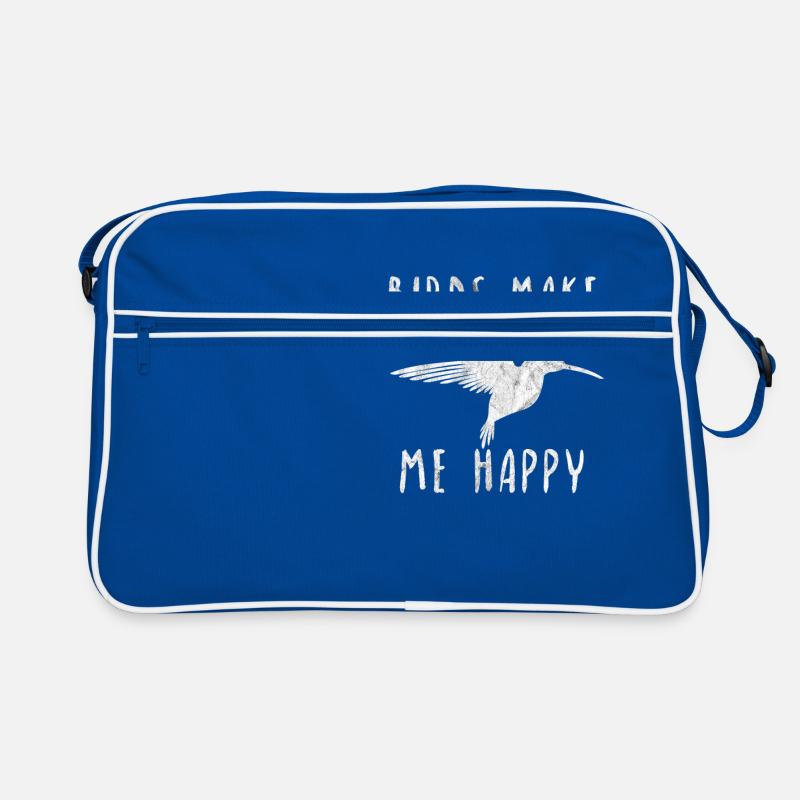 Birds make me happy Vogel Liebe Geschenk Idee - Retro Tasche - Blau/Weiß