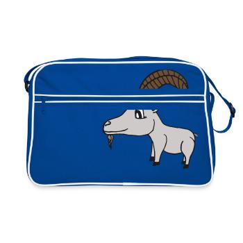 douce chèvre avec des cornes, douce idée de cadeau - Sac Retro - bleu/blanc - Devant