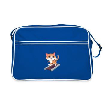 Chat, Tapis roulant, Sports, Salle de sport, Fitness - Sac Retro - bleu/blanc - Devant