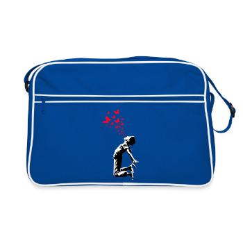 Butterfly Boy Street Art Style - Retro Bag - blue/white - Front