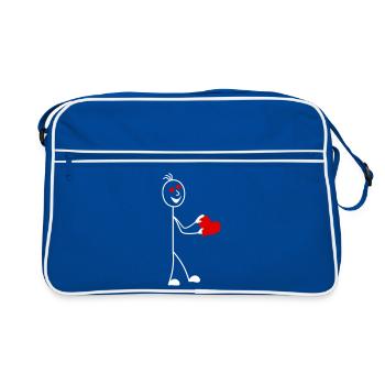 Figurine allumette avec coeur et cœurs dans les yeux - Sac Retro - bleu/blanc - Devant