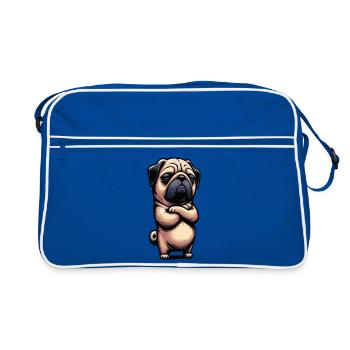 Pug Pugs Pug Owner Pug Lover Pug Holder - Retro Bag - blue/white - Front
