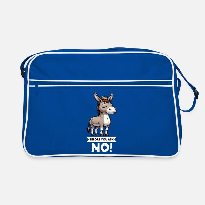 Before You Ask Esel Eselchen Eselhalter Muli Mulis - Retro Tasche - Blau/Weiß