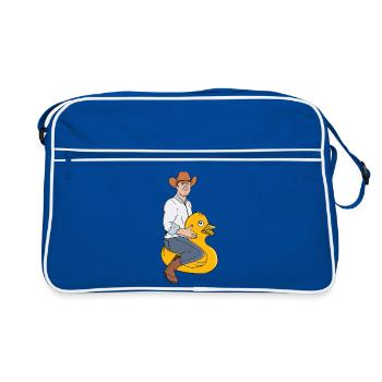 Cowboy Rider on Rubber Duck - Retro Bag - blue/white - Front