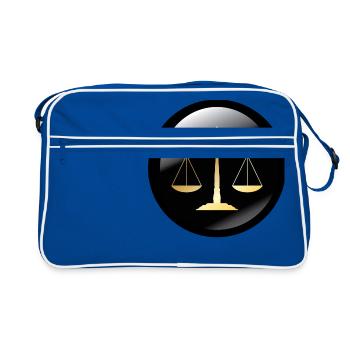rechtsanwalt anwalt lawyer judge richter law justi - Retro Tasche - Blau/Weiß - Vorne