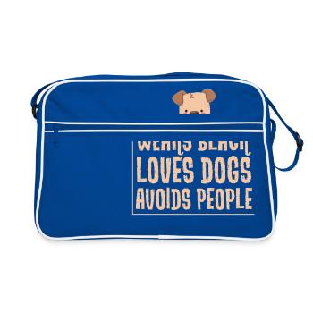 Porter noir - chiens d'amour - éviter que les gens - Sac Retro - bleu/blanc - Devant