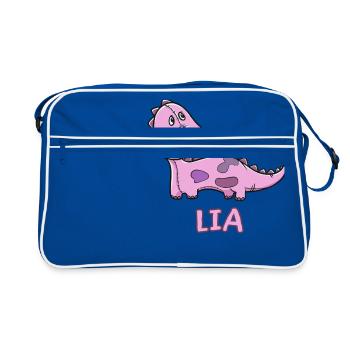 enfant drôle dinosaure cadeau Lia anniversaire Ko - Sac Retro - bleu/blanc - Devant