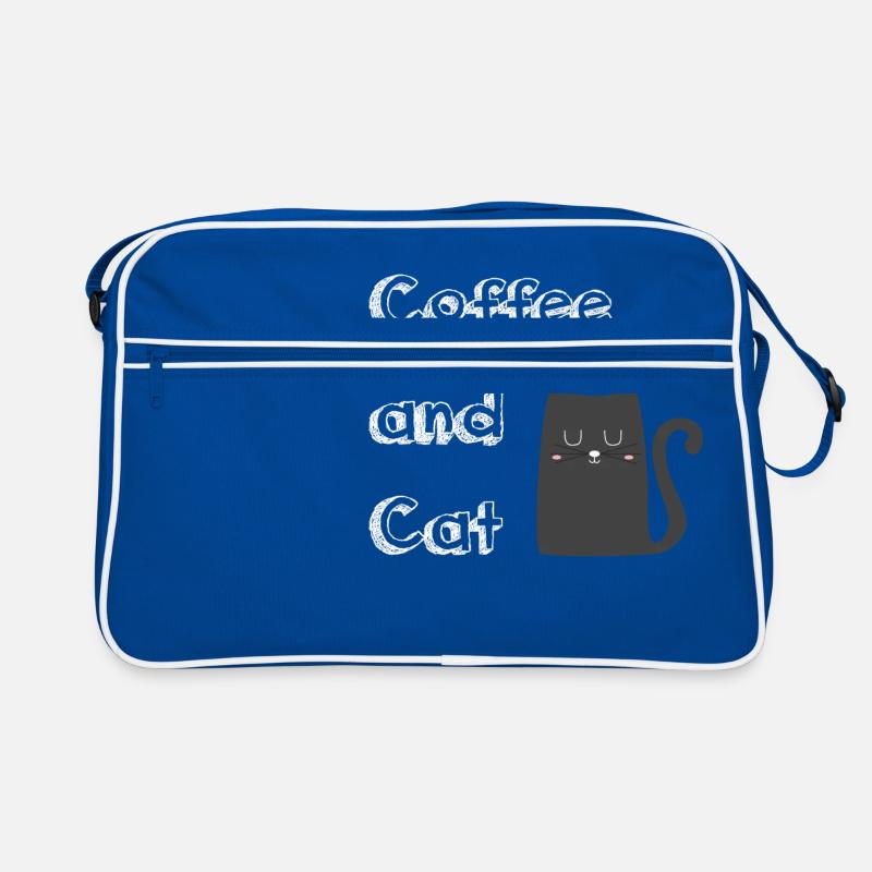 Coffee and cat - Retro Tasche - Blau/Weiß