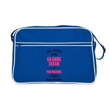 Soeur Soeurette Frère Naissance Bébé Sœur - Sac Retro - bleu/blanc - Devant