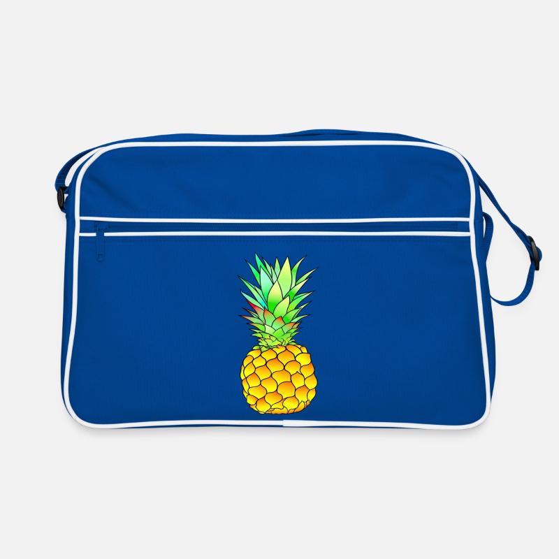 Ananas - Retro Tasche - Blau/Weiß