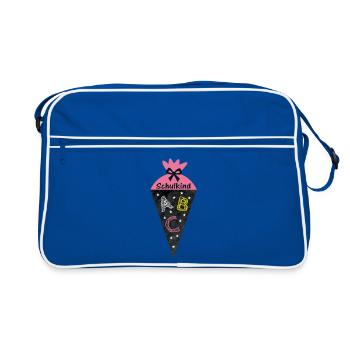 Enfant ABC - Cône d’école en style tableau noir - Rose - Sac Retro - bleu/blanc - Devant