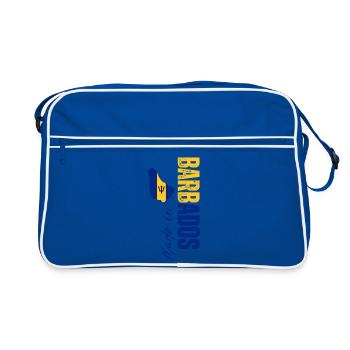 Hergestellt in Barbados, vertikales Design - Retro Tasche - Blau/Weiß - Vorne