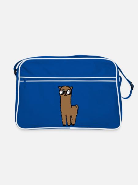 Alpaga Lama Lunettes de Soleil Smart Drôle Cool Animal - Sac Retro - bleu/blanc - Devant