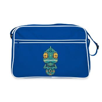 Chameleon with Floral Pattern - Retro Bag - blue/white - Front