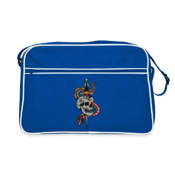 Illustration du tatouage de serpent en forme de poignard crâne - Sac Retro - bleu/blanc - Devant