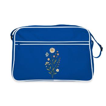 Aquarelle des Fleurs de prairie - Sac Retro - bleu/blanc - Devant