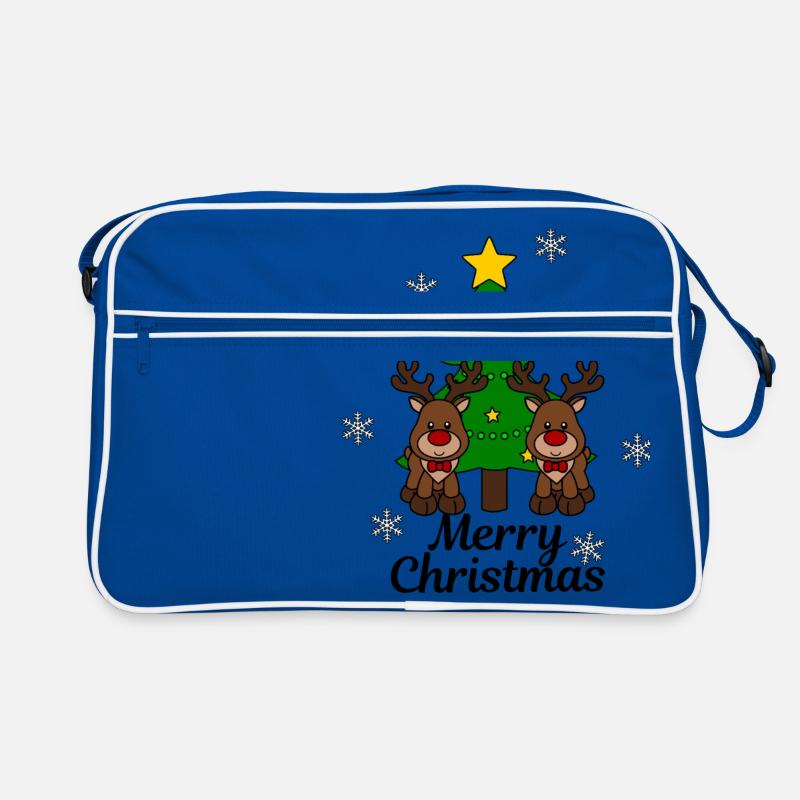 Elche mit Baum Merry Christmas Retro Tasche