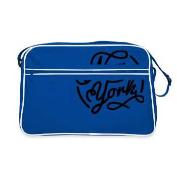 New York, Vintage style lettrage noir - Sac Retro - bleu/blanc - Devant