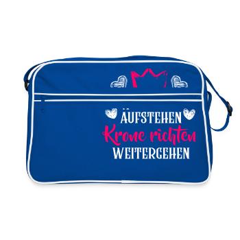 Hinfallen Aufstehen Krone richten weitergehen - Retro Tasche - Blau/Weiß - Vorne
