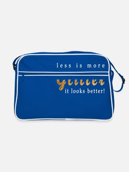 Glitter Gold Spruch Glitzer Sprüche Coole Lustige - Retro Tasche - Blau/Weiß - Vorne