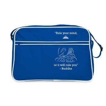Buddha - "Verstand" - Retro Tasche - Blau/Weiß - Vorne