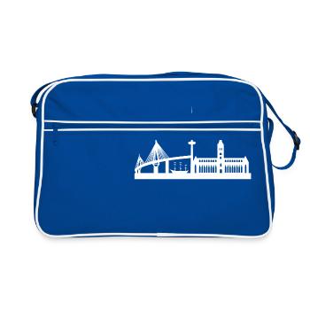 Hamburg Skyline - Retro Tasche - Blau/Weiß - Vorne