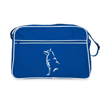 Alaskan Malamute Silhouette Dogs Dog Wilsigns - Retro Bag - blue/white - Front