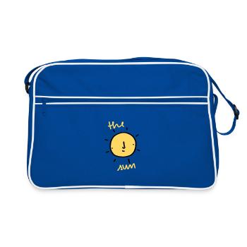 Minimalistische Sonnengesicht Illustration - Retro Tasche - Blau/Weiß - Vorne