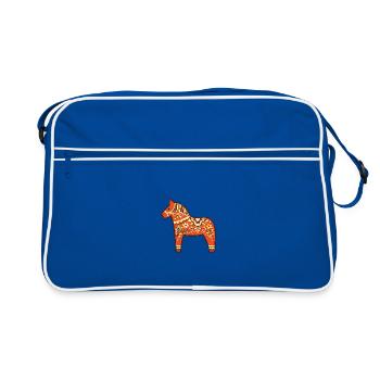 Retro 70s Swedish Dala Horse Folk Art Design - Retro Tasche - Blau/Weiß - Vorne