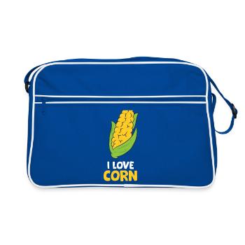 Corn on the cob - I LOVE CORN - Retro Bag - blue/white - Front