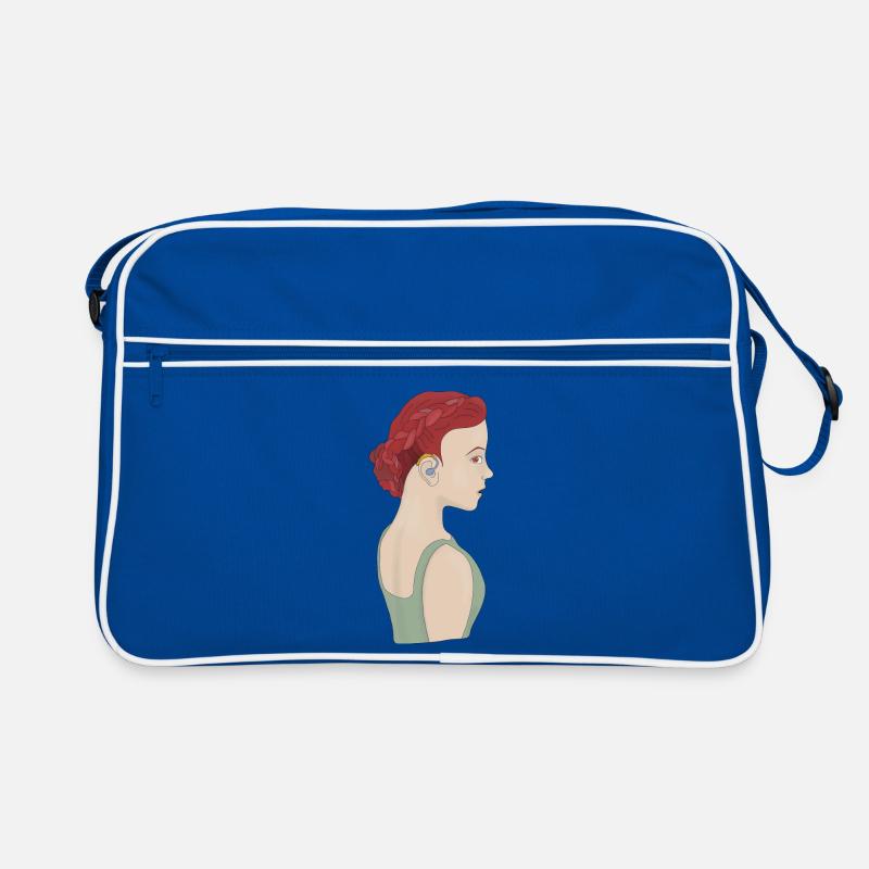 Girl using a hearing aid Retro Bag