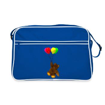 Bär mit Balloons - Retro Tasche - Blau/Weiß - Vorne