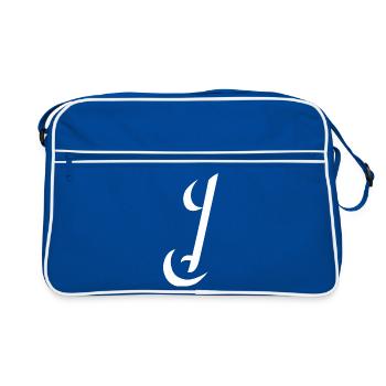 Lettre J, nom, la lettre J - Sac Retro - bleu/blanc - Devant