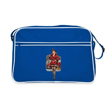 Pompier pin-up en rouge - Sac Retro - bleu/blanc - Devant