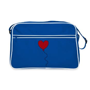 rotes Herz rot Geschenk Valentinstag - Retro Tasche - Blau/Weiß - Vorne