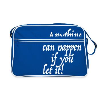 Anything can happen if you let it - Retro Bag - blue/white - Front
